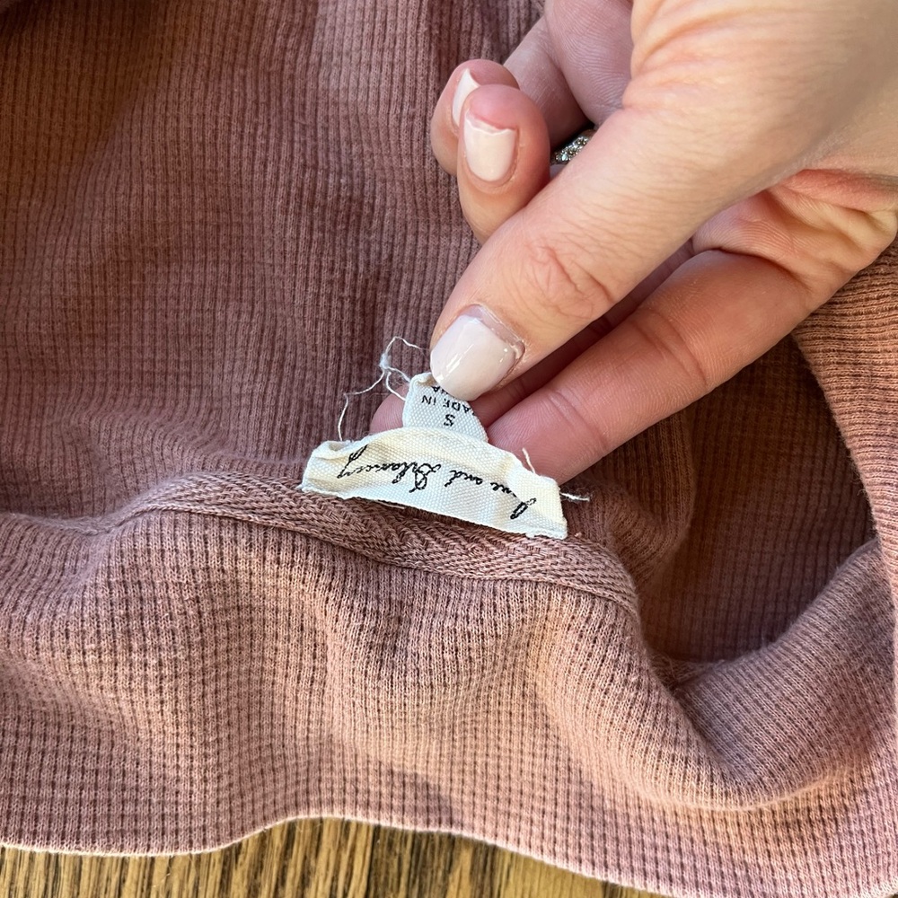Womens mauve Dusty Rose pink Ribbed quarter zip top - Picture 2 of 2